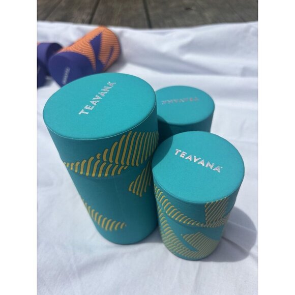 Lot Of Two 3 Teavana Tea Containers Blue New CLEAN - Picture 1 of 4